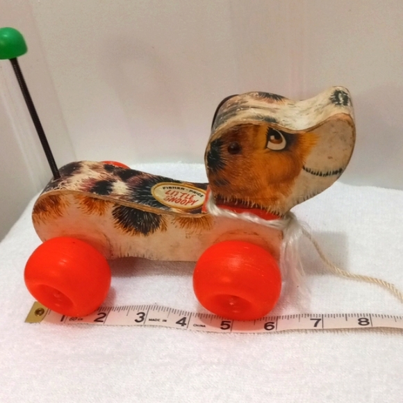 Fisher Price Vintage 1968 Little SnoopyDog Pull Toy W/Shoe wood#693 - Picture 6 of 7